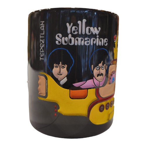 Taza Negra Brillante Submarino Caras